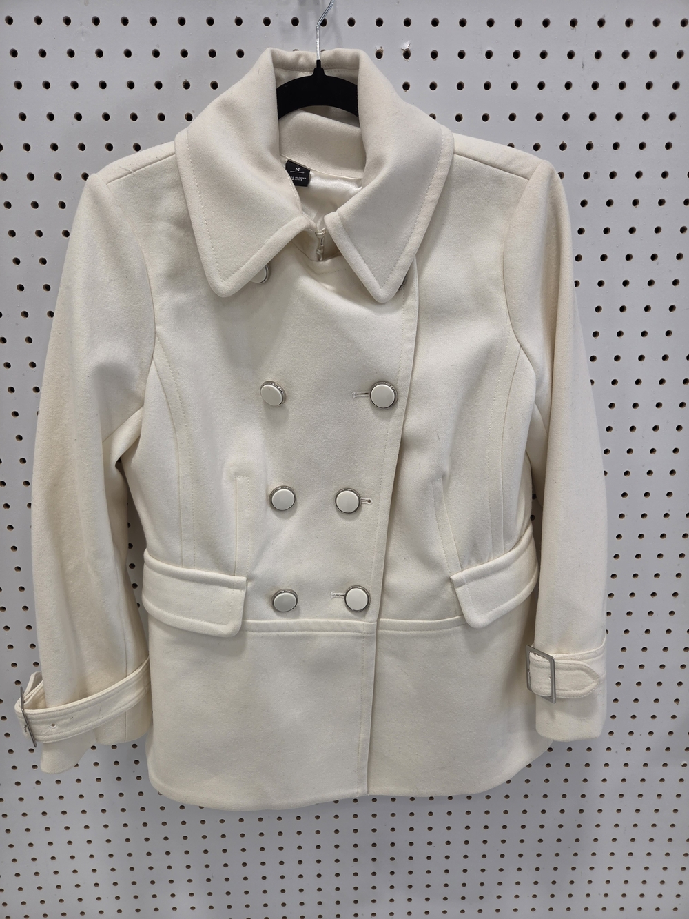 STUNNING Classic Double-Breasted Cream Peacoat Jacket